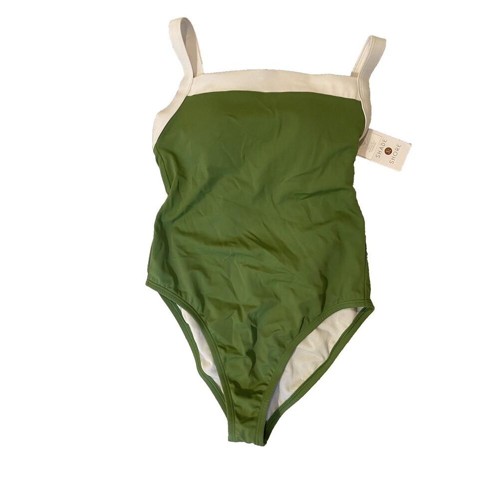 Shade and Shore Women's One Piece Bathing Suit Size Medium Green High Leg